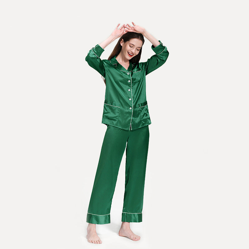 22 Momme Classic Trimmed Women Silk Pajamas Set