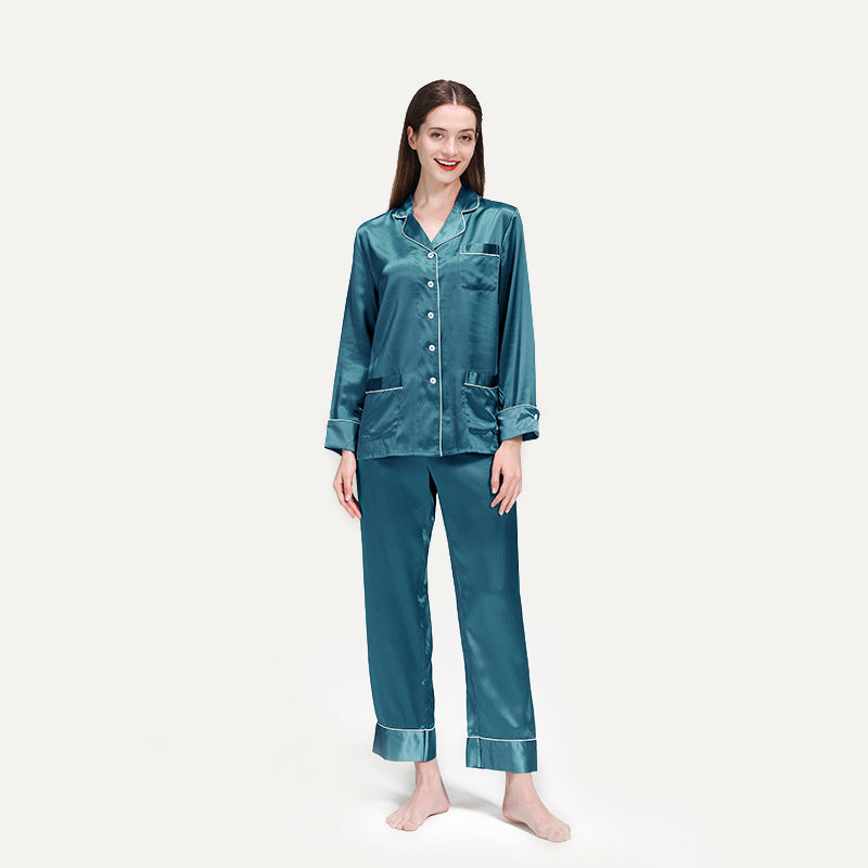 22 Momme Classic Trimmed Women Silk Pajamas Set