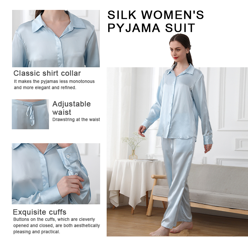 19 Momme Full Length Women Silk Pajamas Set