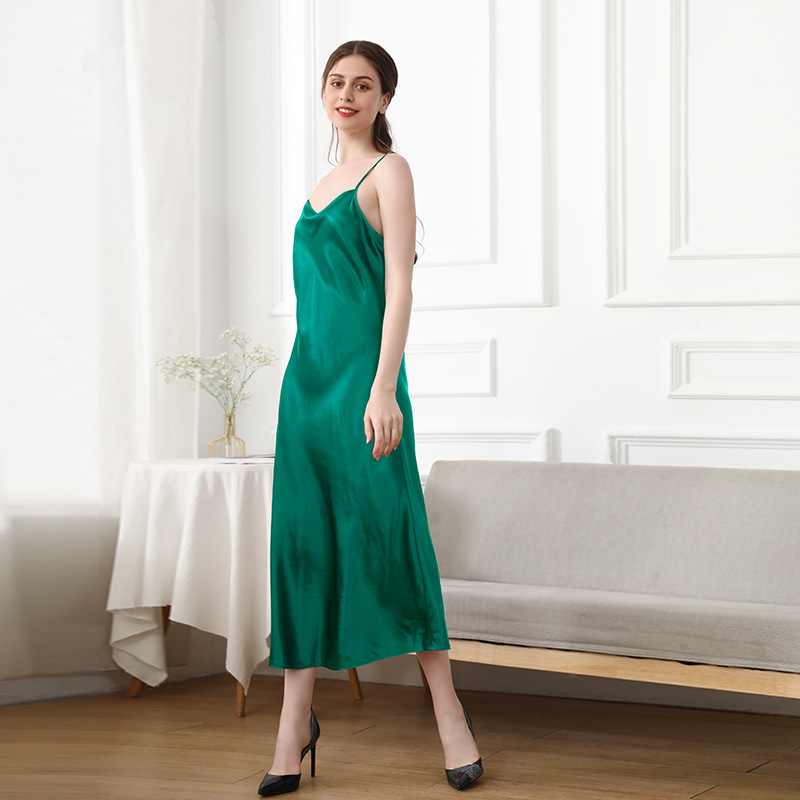 Elegant Silk Camisole Dress Satin Nightgown