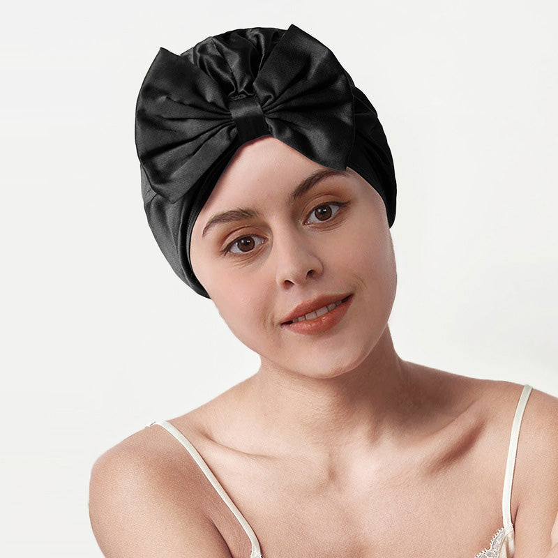 22 Momme Bow Design Silk Sleep Cap Hair Bonnet