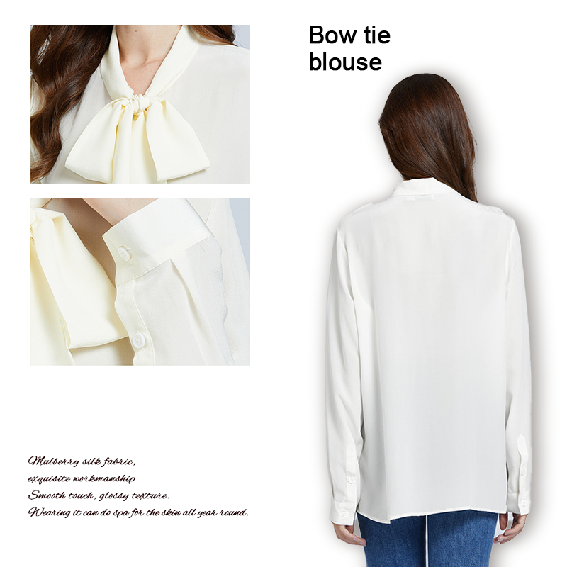 Elegant Bow-Tie Neck Silk Blouse