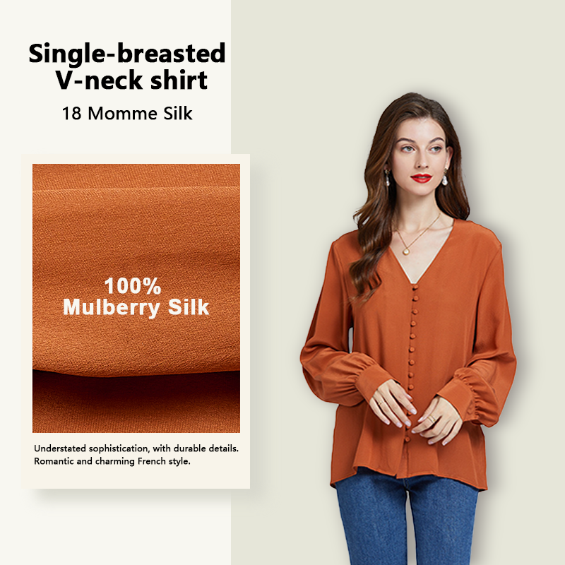 Silk V-Neck Long Sleeve Women Top