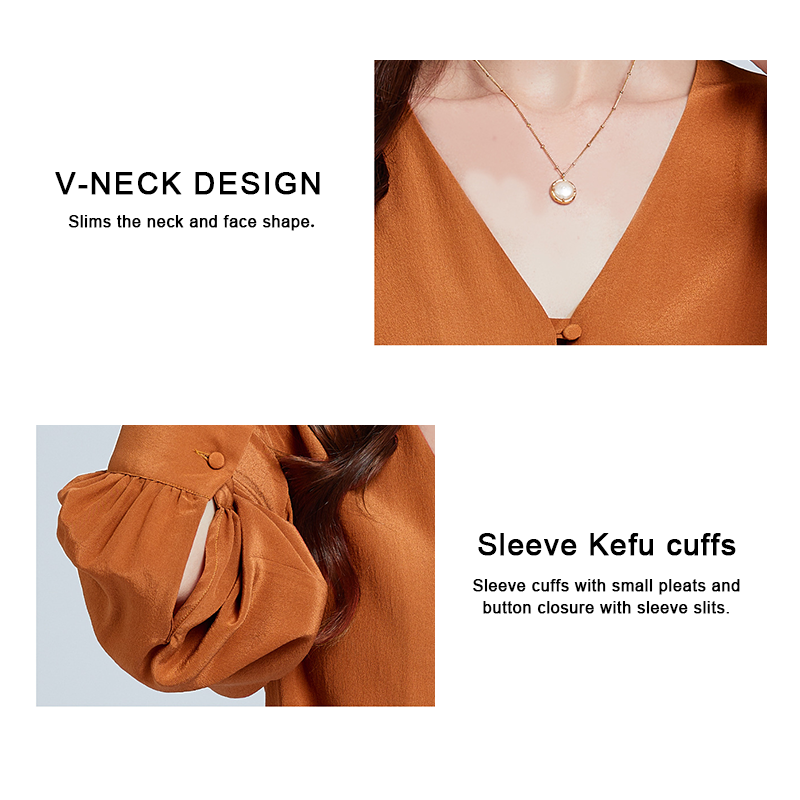 Silk V-Neck Long Sleeve Women Top