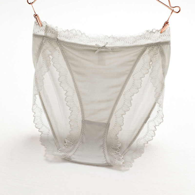 3Pcs Women's Silk Lace Mid Waist Panties