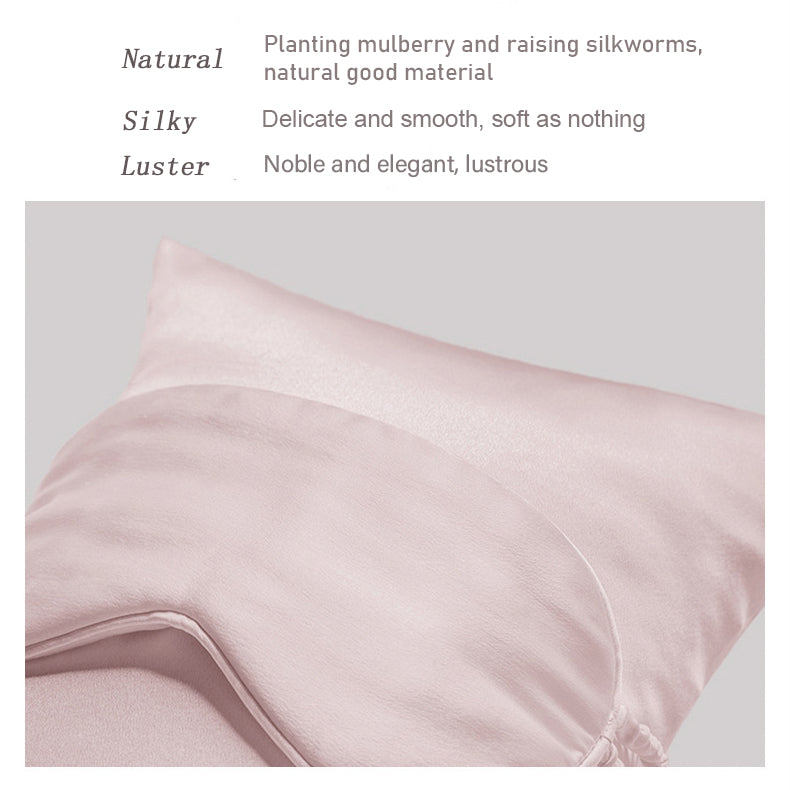 3Pcs Mulberry Silk Pillow and Eye Mask Sleep Care Set
