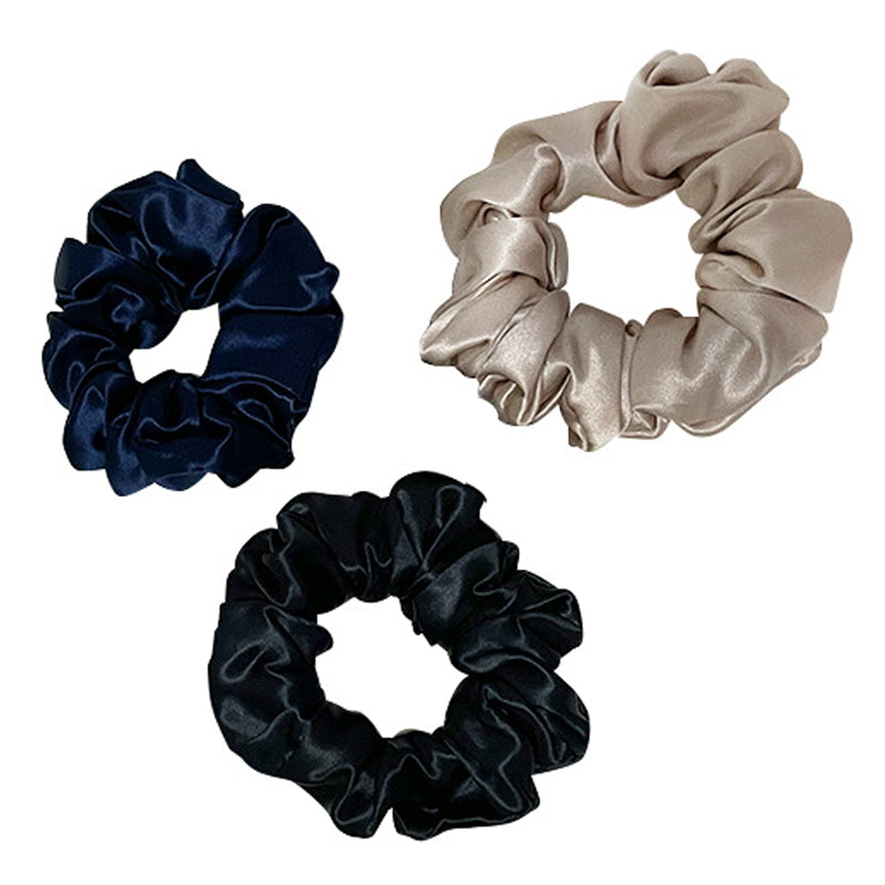 3Pcs Silk Solid Color Hair Scrunchies