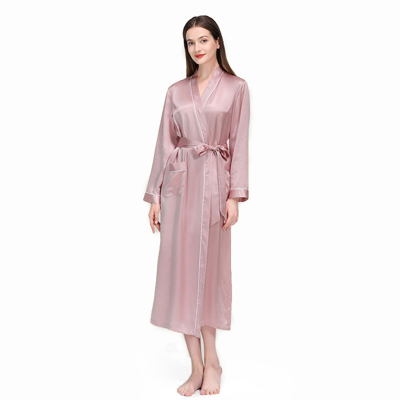 22 Momme Classic Trim And Full Length Silk Robe