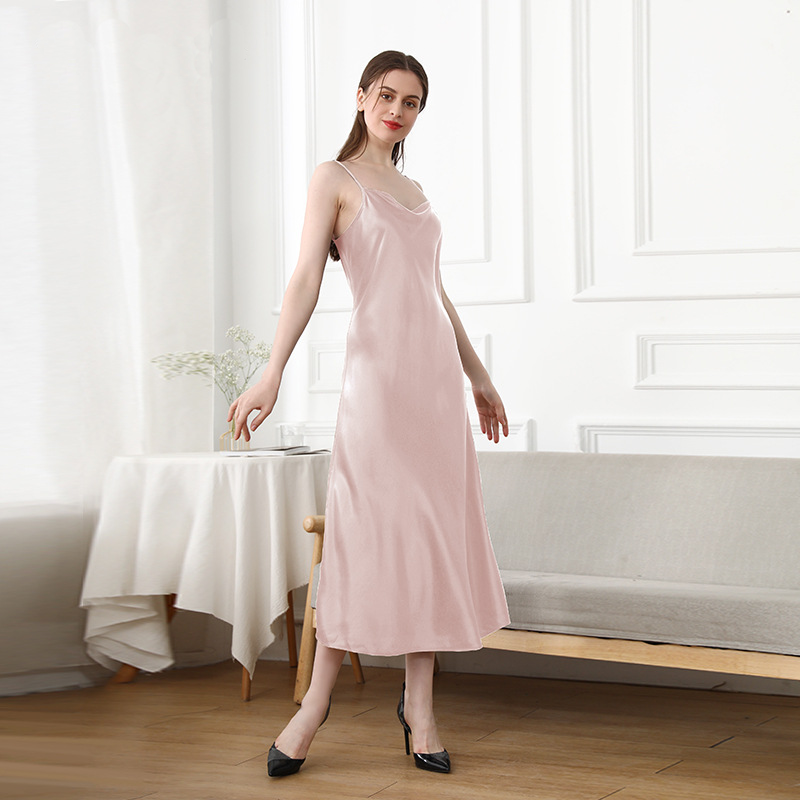 Elegant Silk Camisole Dress Satin Nightgown