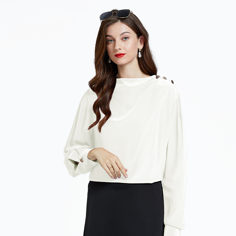 Silk Shoulder Button Design Woman Top