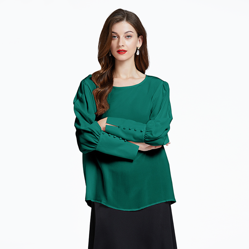 Round Neck Women Silk Shirt