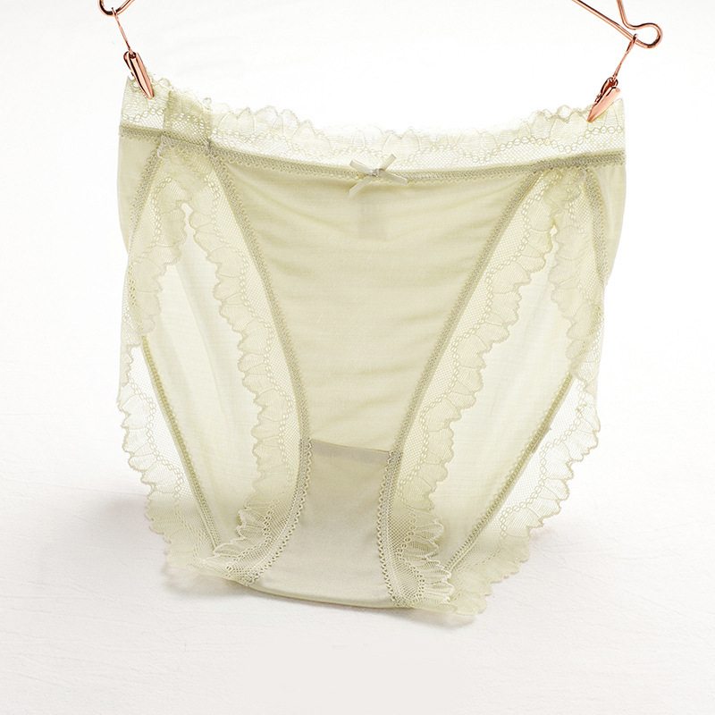 3Pcs Women's Silk Lace Mid Waist Panties